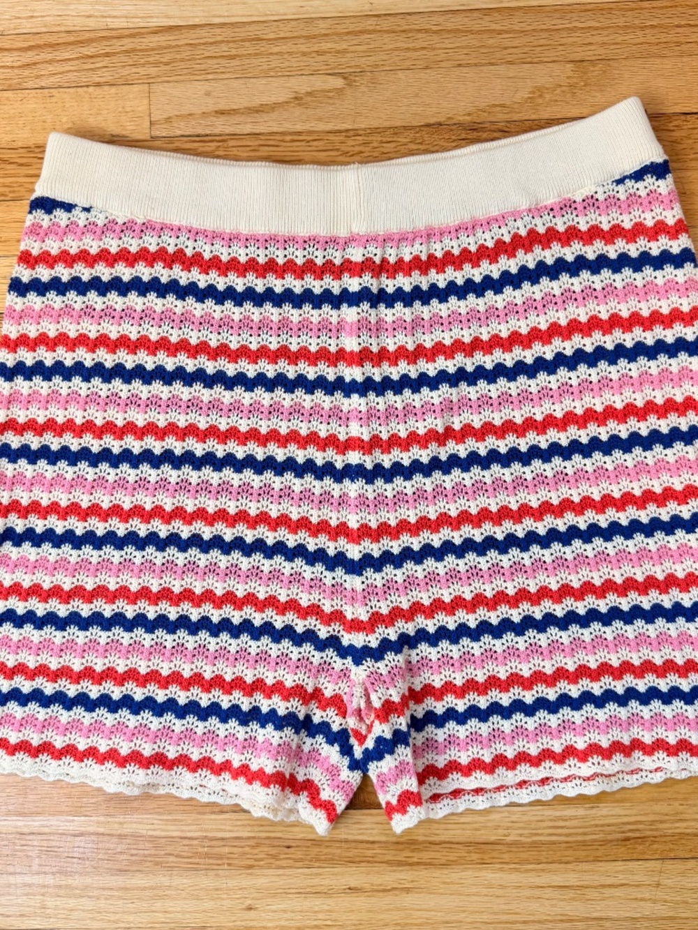 Y2K Crochet Knit Mini Shorts – Retro Stripe Summer Festival Statement Piece